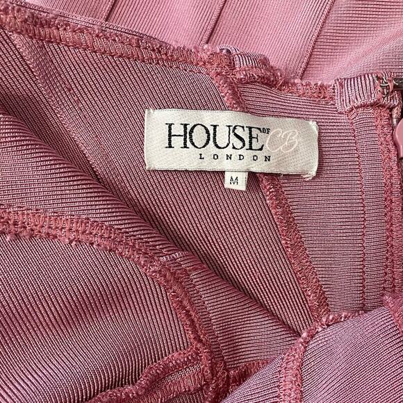 House of CB Tobie Pink Bandage Dress Size M Bodycon Midi - Picture 8 of 8